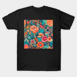 Cheerful Wildflowers, Blue, Orange, Pink  Flowers T-Shirt